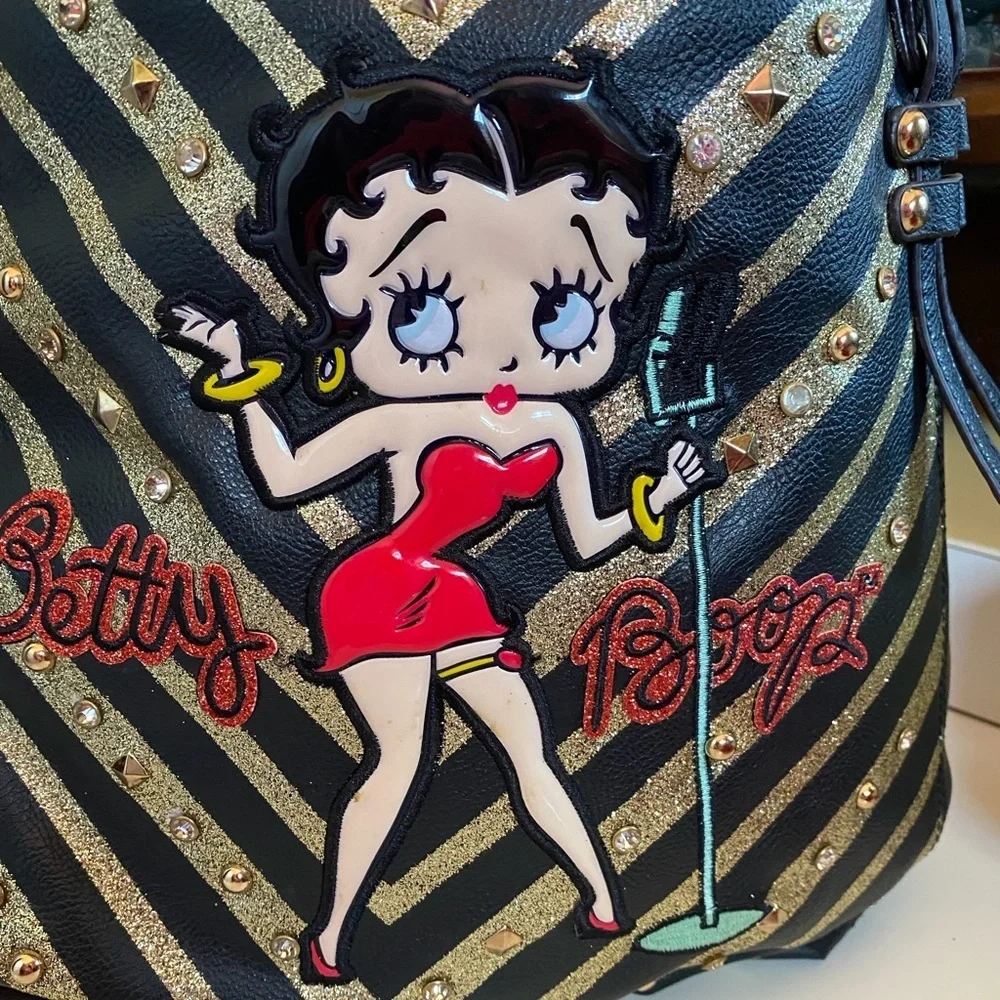 Betty Boop Black and Gold Hobo Bag
